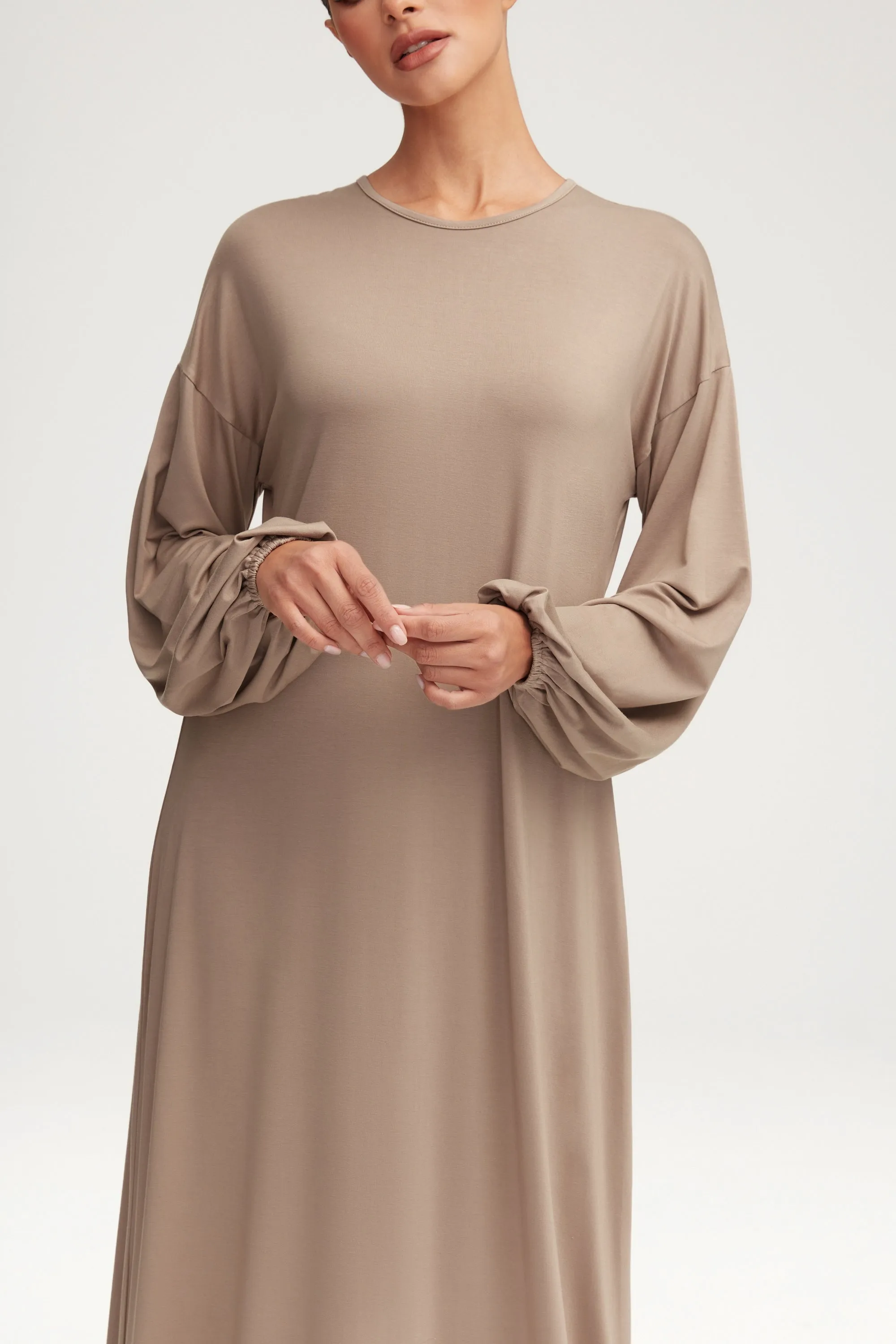 Afiyah Jersey Maxi Dress - Taupe