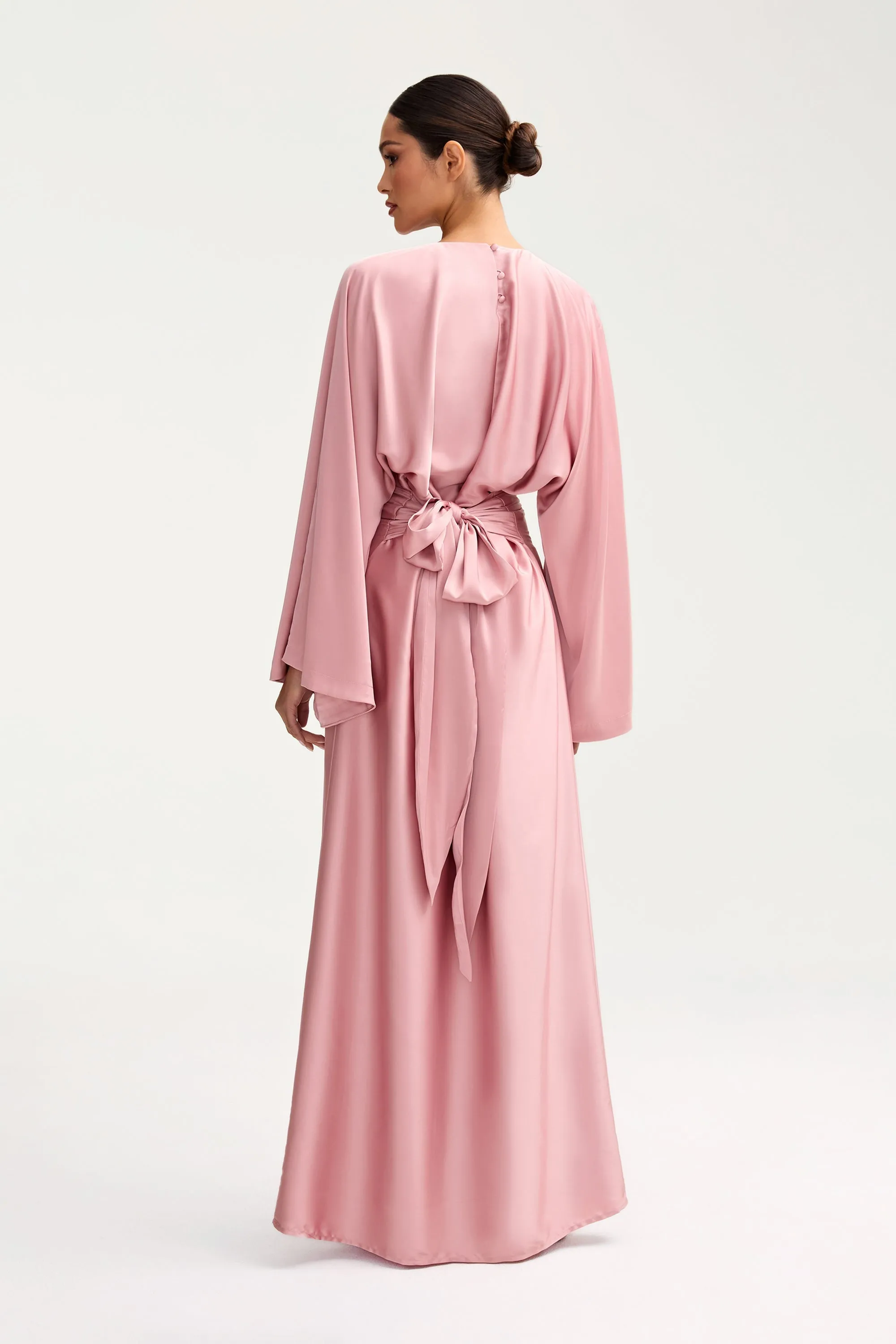 Batool Satin Maxi Dress - Pink Chai