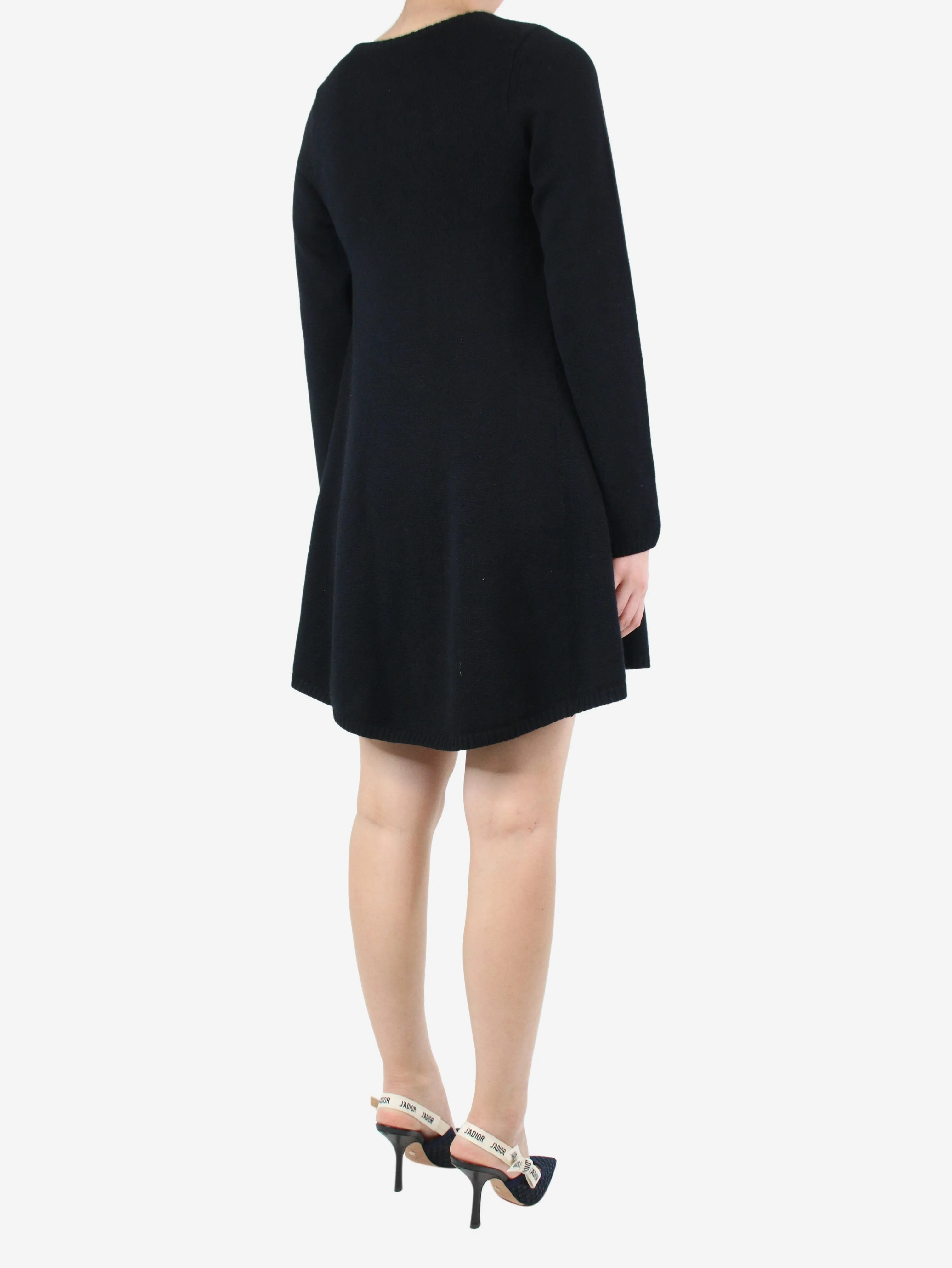 Black cashmere flared dress - size M