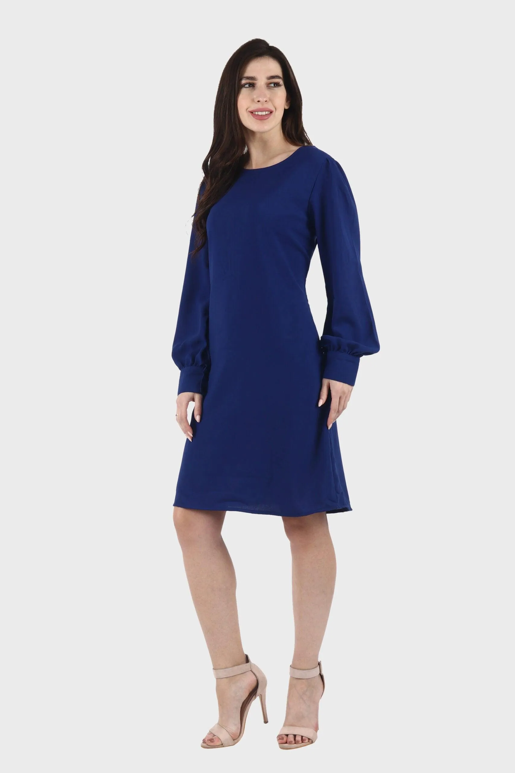 Blue Solid Formal Dress