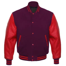 Classic Maroon and Red Varsity Jacket with Personalized Logos