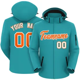 Custom Aqua Orange-White Classic Style Waterproof Jacket