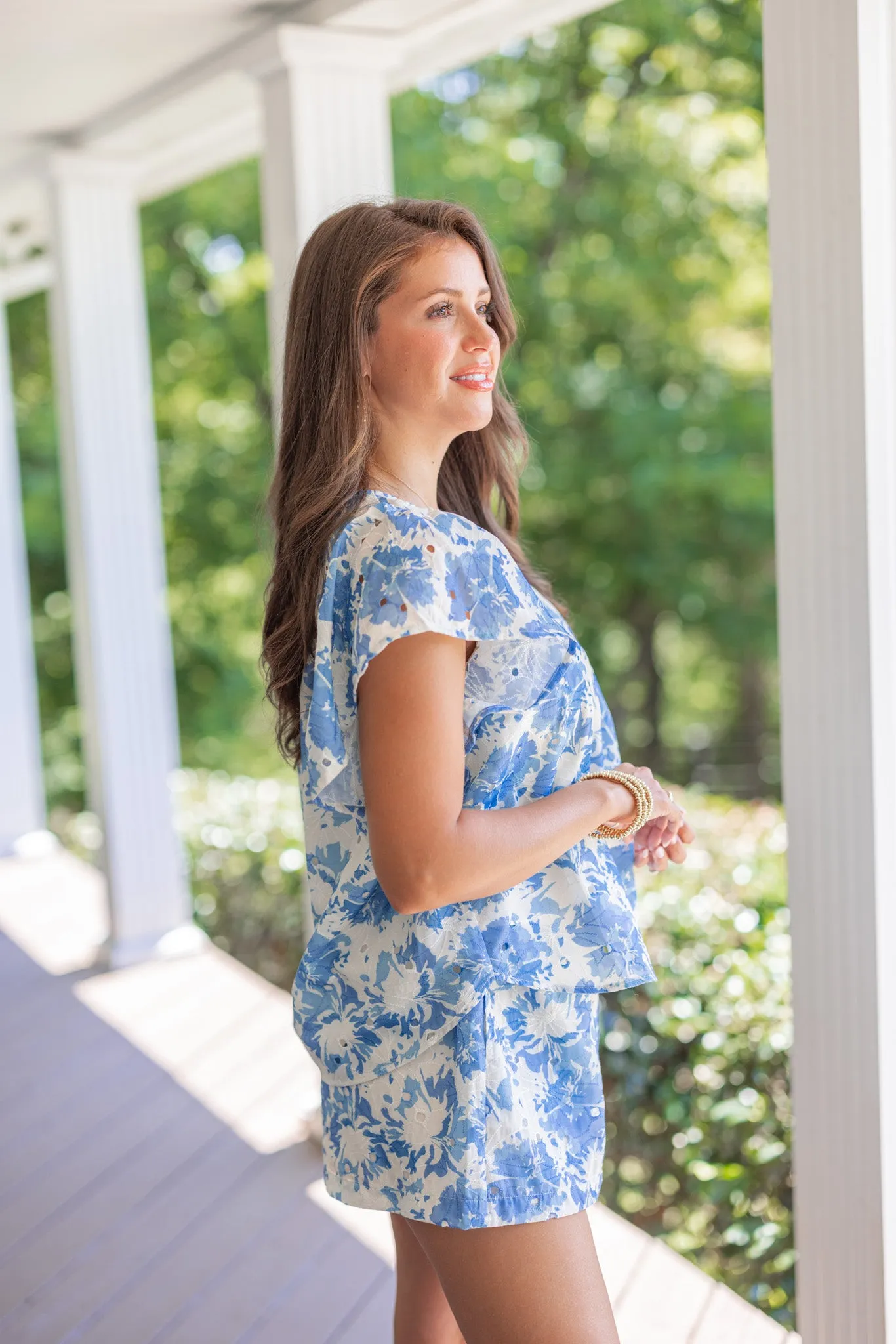 Floral Sweetheart Blue Babydoll Top