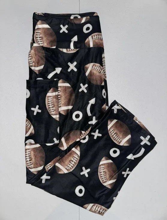 Football Capri Leggings w/Pockets - #7516-7518