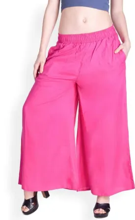 Lyra Pink Rayon Palazzo Pants for Woman