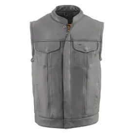 Men’s Cool Tec Leather Snap/Zip Front Club Style Vest