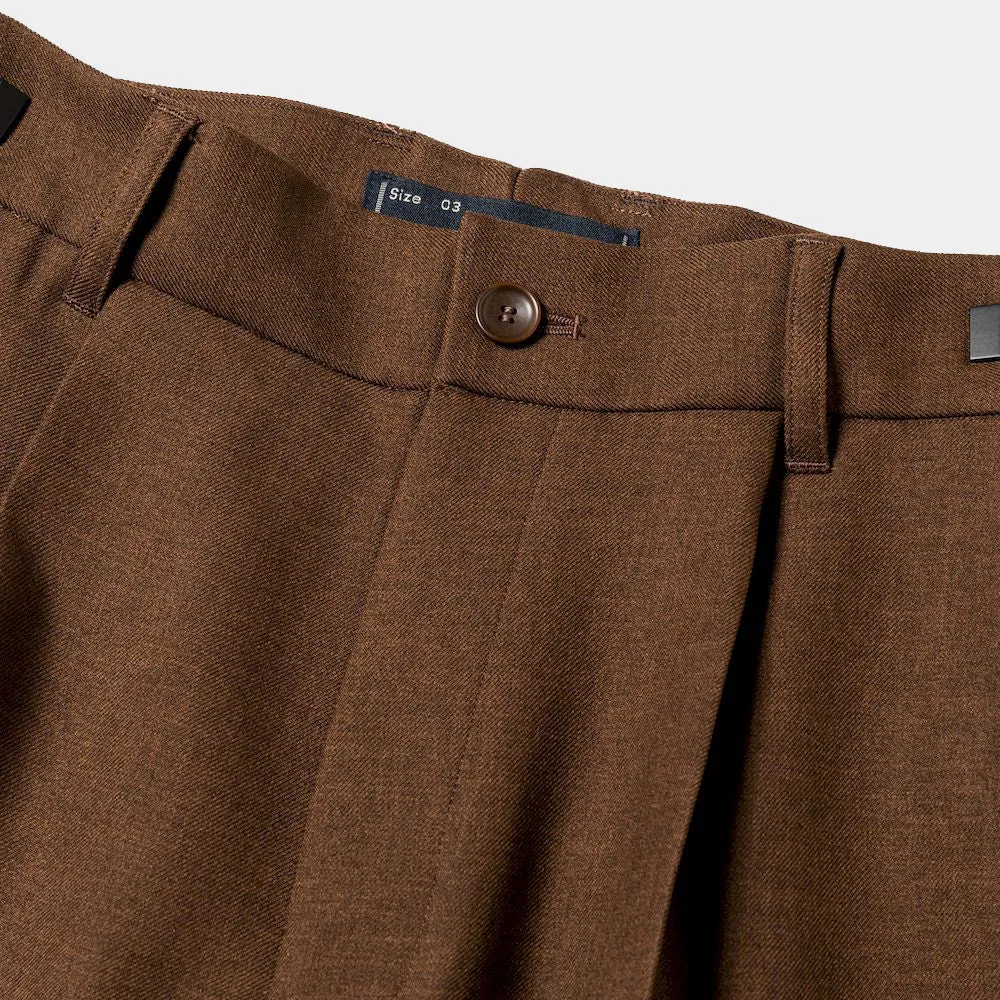 Side Zip Polyester Slacks(Brown)/MW-PT23203