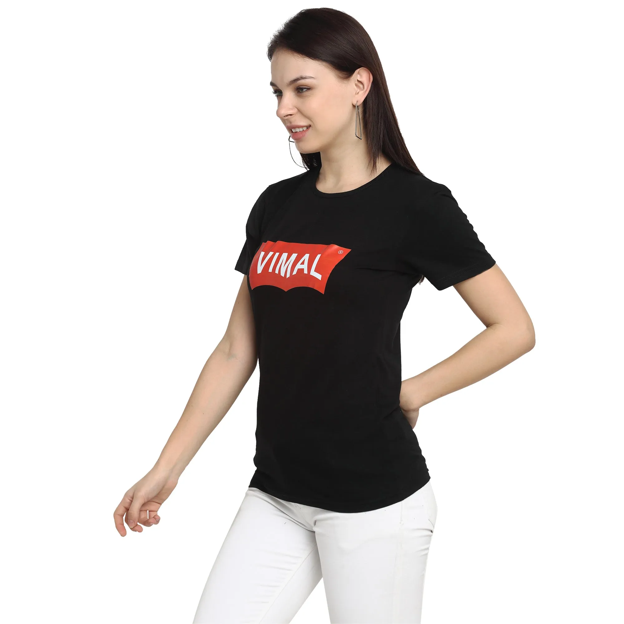 Vimal Jonney Black Half Sleeve T-shirt For Women's