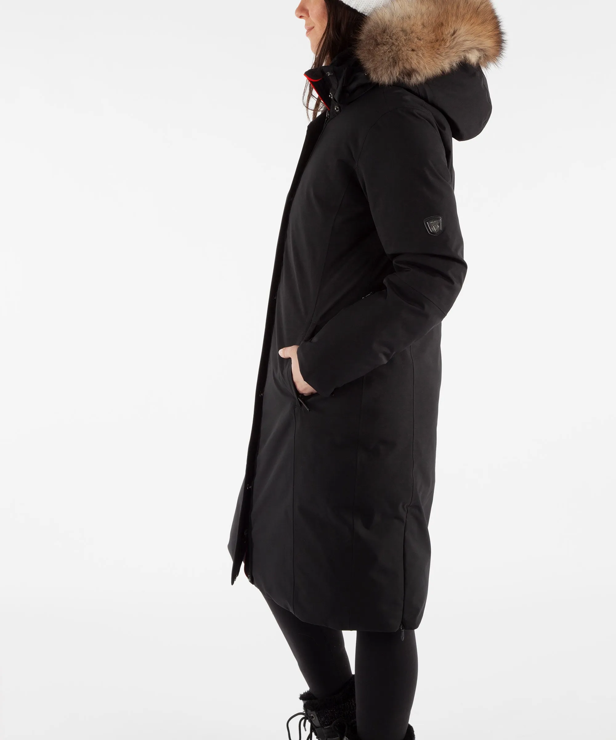 Women's Hillary Insulated Long Parka Coat with Removable Fur Ruff