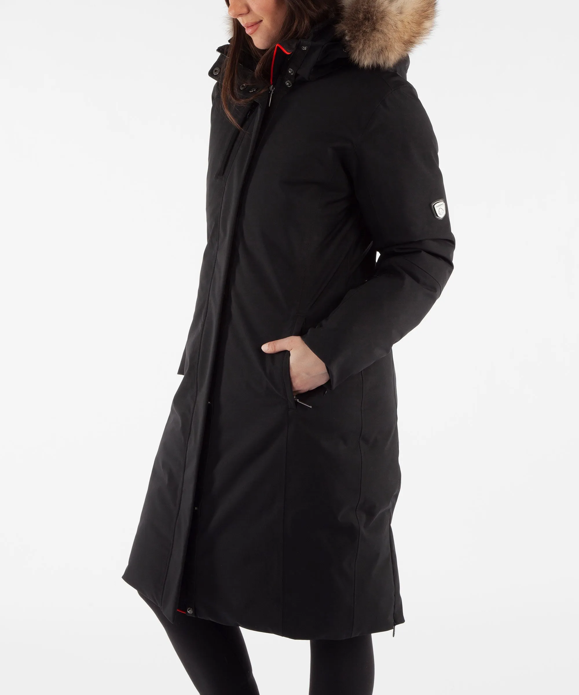 Women's Hillary Insulated Long Parka Coat with Removable Fur Ruff